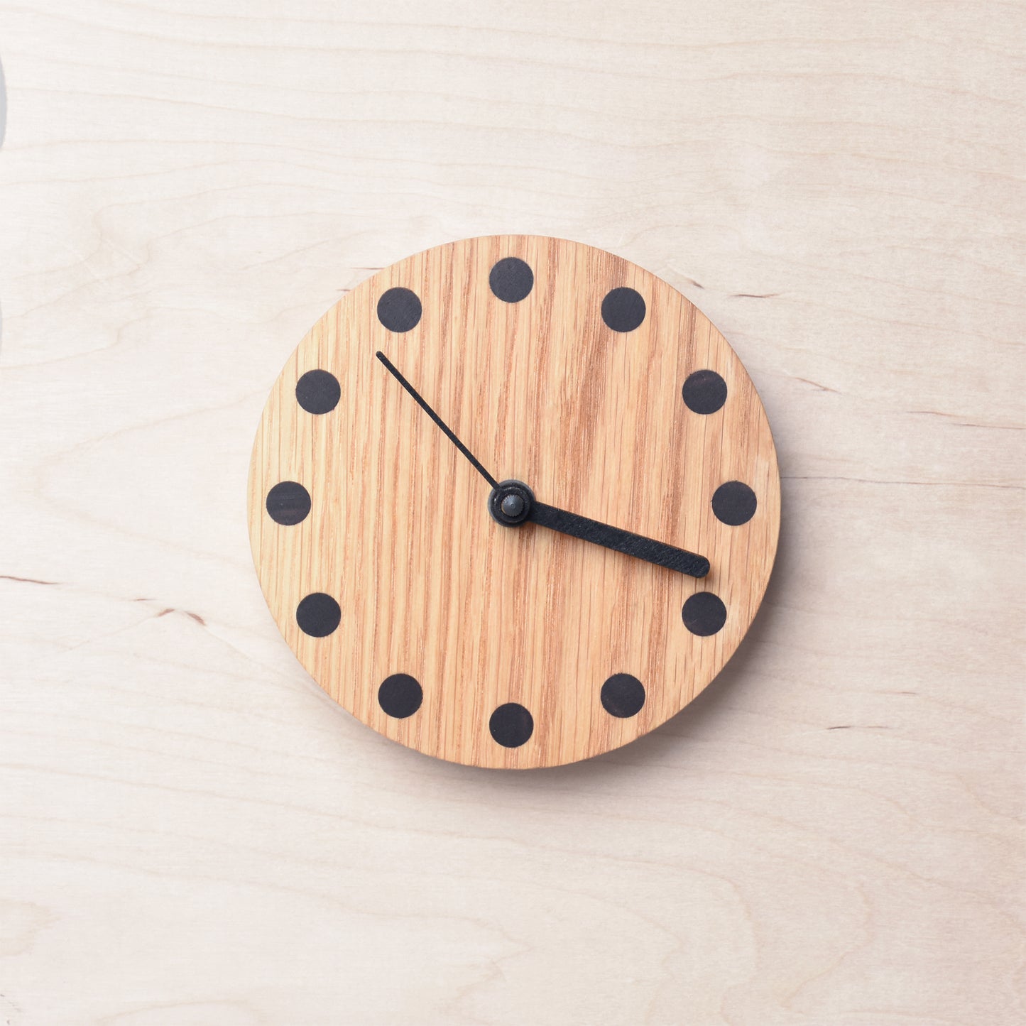 Minimalist Wood Clock, Ash or Walnut (DOT)