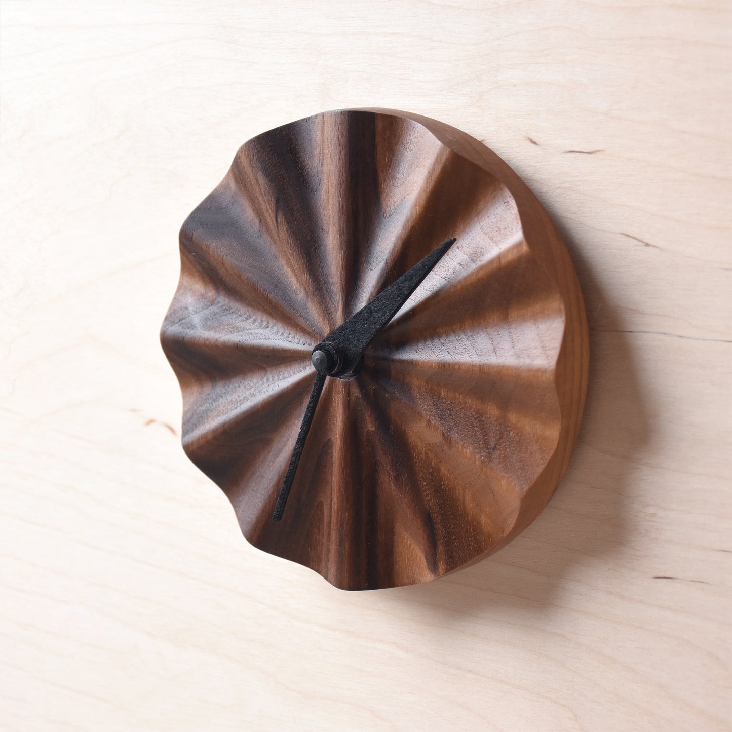 Carved Wood Clock, Walnut or Ash (ISHMAEL)