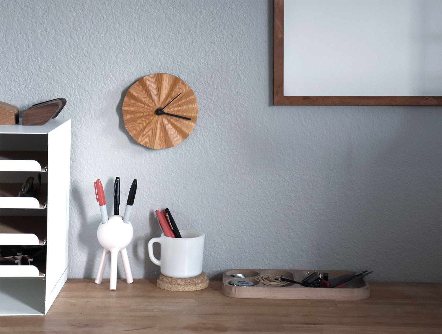 Carved Wood Clock, Walnut or Ash (ISHMAEL)