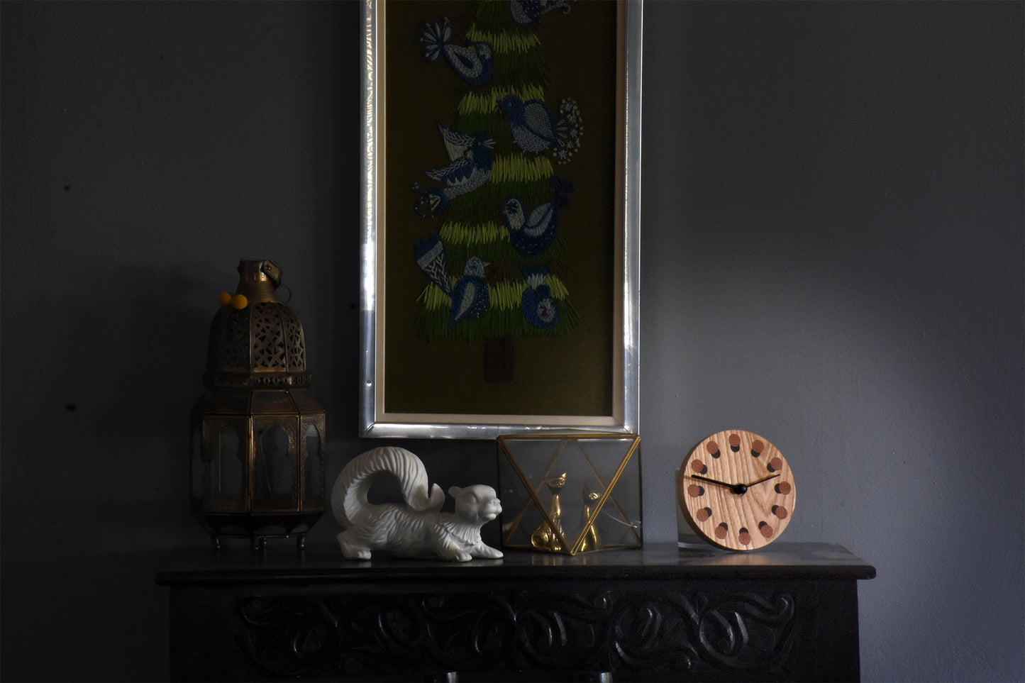 Wood Clock with Lunar Inlay