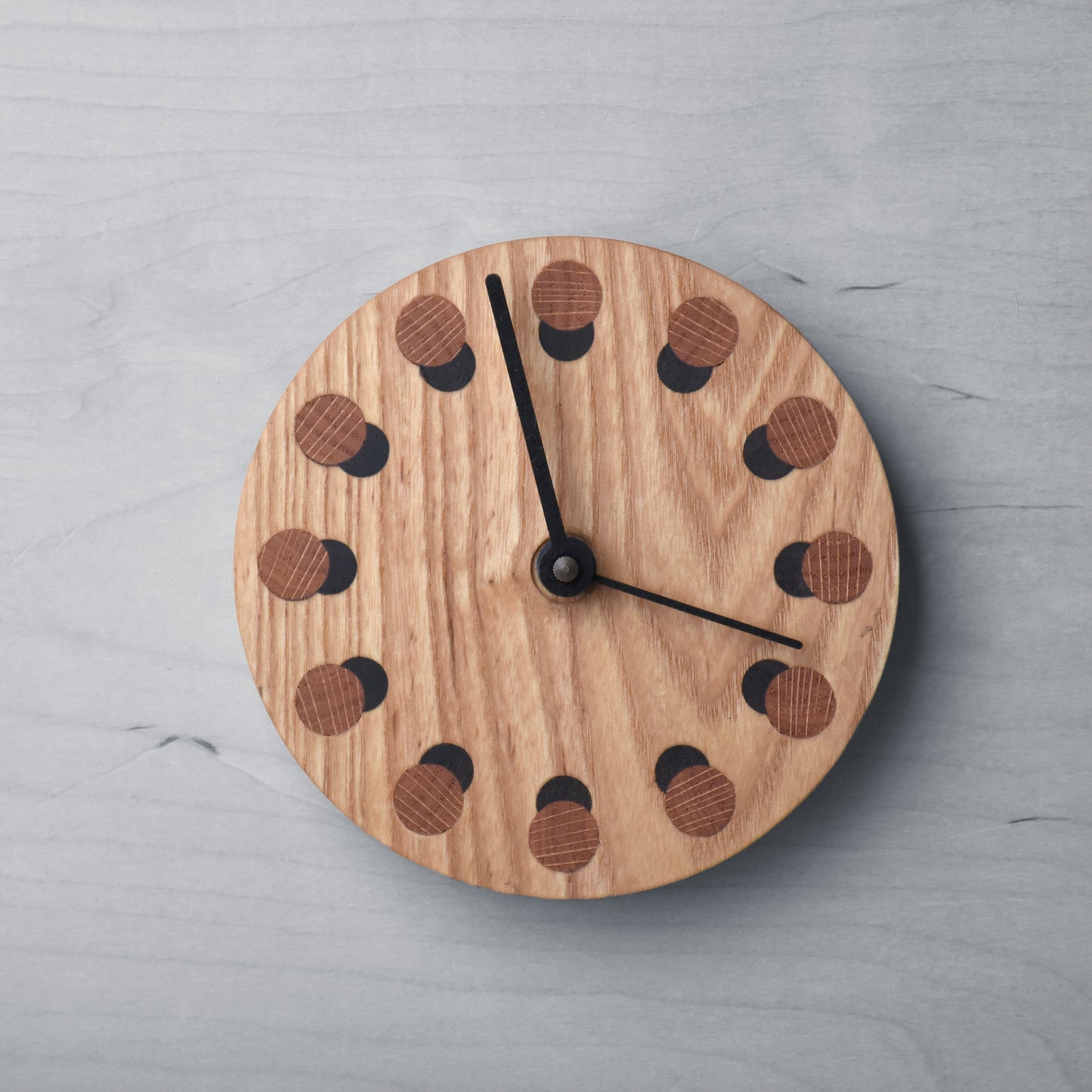 Wood Clock with Lunar Inlay