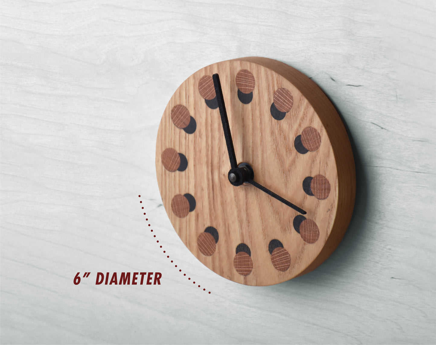 Wood Clock with Lunar Inlay